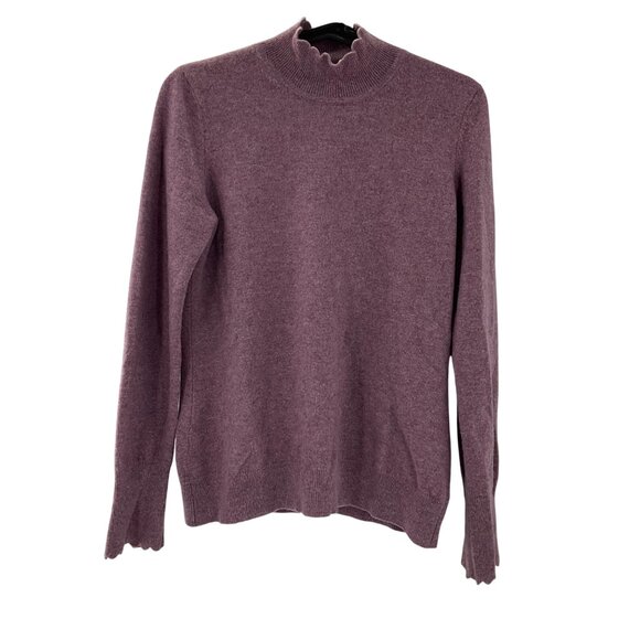 Nanette Lepore Womens Purple Cashmere Ruffle Sweater Size M preppy classic soft - Picture 2 of 10